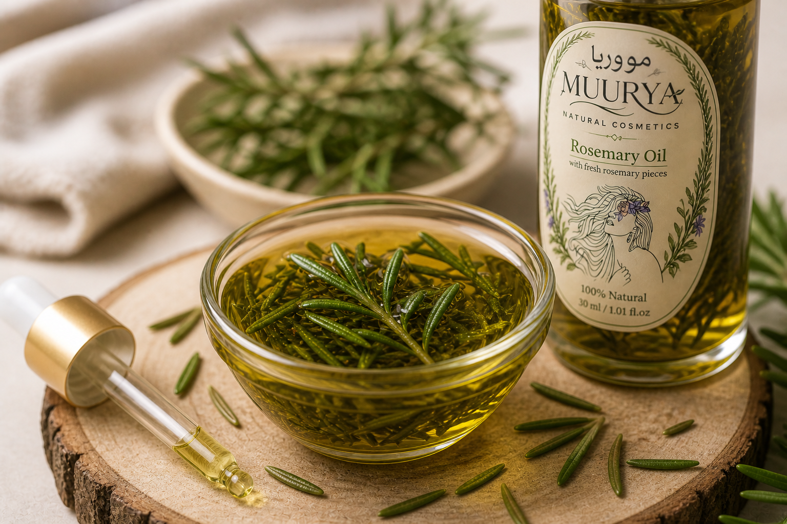 MUURYA Natural Cosmetics – Premium Herbal Oils for Hair & Skin |زيت إكليل الجبل الطبيعي | زيت إكليل الجبل – العناية الطبيعية |